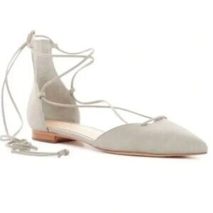 Schutz neida grey pointed toe lace up ballet flats